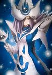  blue_eyes boso_ichiro breasts duel_monster gloves hat large_breasts long_hair silent_magician silver_hair solo staff witch_hat wizard_hat yuu-gi-ou yuu-gi-ou_duel_monsters 