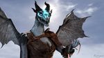  16:9 2017 3d_(artwork) 4_horns anthro bat_wings bizzyniz black_horn black_scales black_tongue breasts cleavage clothed clothing collar detailed detailed_scales digital_media_(artwork) dragon female front_view glowing glowing_eyes grey_scales happy hi_res horn leash looking_at_viewer membranous_wings multicolored_scales outside raelia reptile scales scalie signature sky slideshow slit_pupils smile solo source_filmmaker spread_wings standing teeth tongue two_tone_scales wallpaper wings 