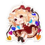  ascot bad_id bad_twitter_id blonde_hair bow brown_footwear chibi commentary_request flandre_scarlet full_body gotoh510 hair_between_eyes hat hat_bow heart highres long_hair looking_at_viewer miniskirt mob_cap one_side_up petticoat pointy_ears puffy_short_sleeves puffy_sleeves red_eyes red_skirt shoes short_sleeves skirt skirt_set smile socks solo touhou transparent_background vest white_hat white_legwear wings 