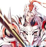  autobot commentary_request drift forrd0101 humanization katana long_hair looking_at_viewer machinery male_focus personification simple_background solo sword transformers upper_body weapon white_background white_hair 