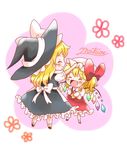  :d ^_^ ascot blonde_hair blush blush_stickers bow chibi closed_eyes dress fang fist_pump flandre_scarlet hair_bow happy hat height_difference kirisame_marisa mob_cap multiple_girls natsune_ilasuto open_mouth petting side_ponytail signature skirt skirt_set smile touhou vest wings witch_hat 