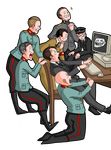  adolf_hitler alfred_jodl anger_vein bewegungsunfish commentary computer der_untergang hans_krebs heinrich_luitpold_himmler hermann_otto_fegelein highres joseph_goebbels kneeling multiple_boys parody sparkle table troll_face wilhelm_burgdorf 