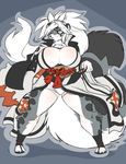  2017 anthro baiken big_breasts breasts chalo clothed clothing cosplay eye_patch eyewear feline female guilty_gear leopard mammal melee_weapon snow_leopard solo sword tila_sunrise video_games weapon 