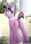  2017 absurd_res anatomically_correct anatomically_correct_pussy animal_genitalia animal_pussy anus butt cutie_mark dock equine equine_pussy eyelashes feral friendship_is_magic grin hair hi_res horn mammal my_little_pony pussy selenophile smile solo twilight_sparkle_(mlp) unicorn water 