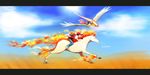  absurdres backpack bag bird black_hair blue_sky brown_hair day feathers fire flying gen_1_pokemon hat highres horn horse jacket multiple_boys ookido_green pidgeot pokemon pokemon_(creature) pokemon_(game) pokemon_rgby rapidash raw_gummy red_(pokemon) riding sky smile spiked_hair 