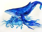  bad_id bad_pixiv_id blue blue_whale gurumdal_(kirel) horse no_humans original whale white_background 