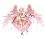  angel_wings blue_eyes blush breasts collarbone eyebrows_visible_through_hair full_body large_breasts long_hair looking_at_viewer open_mouth original pink_hair smile socks solo tp_(kido_94) white_legwear wings 