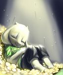  2016 anthro asriel_dreemurr boss_monster clothed clothing cub eyes_closed flower fur lying magiace male on_back plant sleeping solo undertale video_games white_fur young 