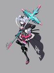  dress full_body long_hair looking_at_viewer mei_(xenoblade) official_art ponytail red_eyes simple_background solo umetsu_yasuomi weapon xenoblade_(series) xenoblade_2 