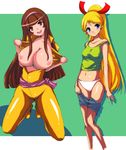  2girls blonde_hair breasts crossover doradora kamikita_keiko large_breasts mazinger_z multiple_girls muteki_choujin_zambot_3 panties shorts tagme underwear 