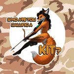  archer arrow black_hair bow butt camo canine desert_camo female fox fur hair ipoke looking_at_viewer mammal nude pinup pose red_fur smile solo 