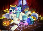  2017 anthro anthrofied areola bonbon_(mlp) breasts candle cum disembodied_penis equine feathered_wings feathers female food friendship_is_magic fruit full_moon hair halloween halo holidays hooves horn inside lyra_heartstrings_(mlp) male mammal moon multicolored_hair my_little_pony nipple_piercing nipples nude open_mouth patreon penis piercing pumpkin pusspuss pussy restrained spread_legs spreading two_tone_hair underhoof wings 