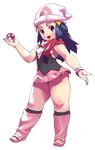  :d bare_arms blue_eyes blue_hair blush boots breasts full_body highres hikari_(pokemon) holding holding_poke_ball kei_(bekei) long_hair looking_at_viewer open_mouth panties pantyshot pantyshot_(standing) pink_skirt poke_ball poke_ball_(generic) pokemon pokemon_(game) pokemon_dppt red_scarf scarf short_stack sideboob simple_background skirt sleeveless small_breasts smile solo standing thick_thighs thighs underwear white_background white_panties 