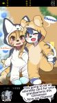  anthro blush brother brown_eyes camera_view canine cat child cub feline female kigurumi lpawz male mammal on_one_leg open_mouth photo sibling sister standing young 