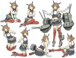  breasts brown_hair cannon kantai_collection medium_breasts military multiple_views mutsu_(kantai_collection) ohyo pose 