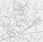  animated animated_gif bare_shoulders black_gloves boots breasts broom broom_riding brown_hair candy cleavage elbow_gloves evie_(paladins) flying food gloves green_eyes halloween hat jack-o'-lantern moon night paladins shattered sketch sky smile solo splashbrush witch witch_hat work_in_progress 
