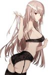  aiko_(kanl) ass bad_leg blush bra fate/grand_order fate_(series) florence_nightingale_(fate/grand_order) highres long_hair looking_at_viewer red_eyes solo underwear white_background white_hair 