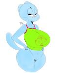  anthro big_breasts blue_fur bottomless breasts cartoon_network clothed clothing domestic_cat felid feline felis female fur mammal mature_female navel neom-daddy nicole_watterson partially_clothed simple_background solo the_amazing_world_of_gumball white_background 