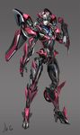  alien arcee autobot blue_eyes full_body glowing grey_background high_heels highres konghai_shanren legs looking_at_viewer machinery mecha no_humans pose solo transformers 