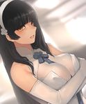  absurdres bangs between_breasts black_hair blunt_bangs breasts crossed_arms dress elbow_gloves girls_frontline gloves hairband highres jitome large_breasts long_hair looking_at_viewer parted_lips qbz-95_(girls_frontline) sidelocks skin_tight solo sungwon upper_body white_dress white_gloves yellow_eyes 