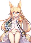  animal_ears bangs barcode_tattoo blonde_hair blue_eyes blush breasts bucket commentary dress food fox_ears g41_(girls_frontline) gamathx girls_frontline gloves hair_between_eyes hair_ornament highres holding holding_food ice ice_bucket ice_cream long_hair looking_at_viewer low_twintails navel orange_gloves outstretched_arm panties parted_lips popsicle ramune reaching simple_background small_breasts solo tattoo twintails underwear very_long_hair wafer_stick white_background white_dress white_panties 