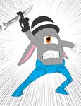  1_eye cyclops hat lagomorph mammal melee_weapon pose rabbit scanton_ethos silent-sid_1992 standing sword weapon 