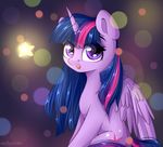  2017 cutie_mark equine eyebrows eyelashes feathered_wings feathers female friendship_is_magic hair happy horn light long_hair looking_at_viewer mammal mitralexa_(alexandra) multicolored_hair multicolored_tail my_little_pony open_mouth purple_eyes simple_background sitting solo solo_focus star twilight_sparkle_(mlp) winged_unicorn wings wire 