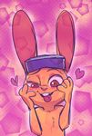  &lt;3 &lt;3_eyes 2017 ahegao ambiguous_gender anthro blush buckteeth colored disney eyewear fan_character fuel_(artist) goggles goggles_on_head half-length_portrait hands_on_cheeks lagomorph looking_pleasured mammal open_mouth open_smile portrait rabbit screentone smile solo sweat teeth tongue tongue_out vrbit_(comicanon) zootopia 