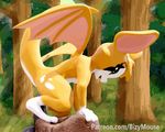  2017 3d_(artwork) anal anal_penetration animal_genitalia animated anthro bat bizymouse crouching digital_media_(artwork) dildo dust:_an_elysian_tail female fidget forest mammal nimbat penetration sex_toy solo tree video_games wings 