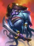  angry blue_skin eye_patch eyewear hat hearthstone hi_res james_ryman melee_weapon multi_arm multi_limb patch_(disambiguation) patches_the_pirate piercing pirate pirate_warrior purple_sclera ring sharp_teeth simple_background sword teeth tentacles video_games weapon 
