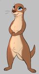  2017 blue_eyes breasts female mammal mustelid nude otter pussy simple_background siroc solo standing 