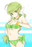  artist_request breasts green_eyes green_hair long_hair multi-tied_hair ponytail saga saga_frontier_2 solo swimsuit virginia_knights 