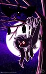  2017 bat bat_pony equine fangs female fluttershy_(mlp) friendship_is_magic full_moon glowing glowing_eyes inuhoshi-to-darkpen looking_at_viewer mammal moon my_little_pony night red_eyes solo star tree 