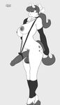  2017 anthro arm_warmers armwear balls big_balls big_breasts big_penis breasts choker clothing cock_ring dickgirl equine erection fetlocks freckles full-length_portrait greyscale hair hair_bow hair_ribbon hooves horse humanoid_penis intersex leg_warmers legwear long_hair looking_at_viewer mammal matoc monochrome mostly_nude nipples nude penis ponytail portrait ribbons side_view smile solo spots standing watermark 