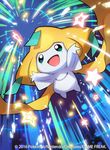  2016 image_sample jirachi no_humans official_art pokemon pokemon_(creature) pokemon_(game) pokemon_trading_card_game saitou_naoki smile solo trading_card twitter_sample watermark 