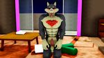  2017 3d_(artwork) anthro balls blush canine digital_media_(artwork) dog erection garmr humanoid_penis kemono male malicekira mammal muscular muscular_male nipples nude open_mouth pecs penis smile solo tokyo_afterschool_summoners tongue 