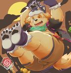  bulge butt candy canine costume cusith dog food halloween holidays invalid_tag male mammal mioki one_eye_closed paws scarf slightly_chubby thick_thighs tokyo_afterschool_summoners wink 