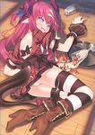  ass back_cutout bangs black_legwear blue_eyes blush boots brown_footwear commentary_request cup dragon_horns dragon_tail dress drinking_glass elizabeth_bathory_(fate) elizabeth_bathory_(fate)_(all) fate/extra fate/extra_ccc fate_(series) food fruit hair_ribbon high_heel_boots high_heels horns knee_boots kneehighs long_hair looking_at_viewer lying on_side open_mouth panties pantyshot parfait plaid plaid_dress pointy_ears purple_hair ribbon sidelocks solo spill strawberry striped striped_legwear suggestive_fluid tail tears thigh_strap thighhighs thighs tonchan tray tripping two_side_up underwear waitress wavy_mouth white_panties wooden_floor wrist_cuffs 