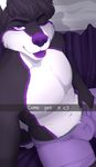  anthro bulge canine clothed clothing english_text looking_at_viewer male mammal muscular muscular_male redpixie selfie smile snapchat text tongue tongue_out 