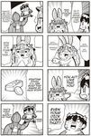  4koma adu_(artist) anthro armor blush bondrewd clothed clothing comic cute helmet humanoid humor lagomorph machine made_in_abyss mammal nanachi open_mouth parody rabbit regu robot soap style_parody topless young 