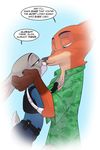  2017 akiric anthro belt black_and_white bulletproof_vest canine clothed clothing colored dialogue disney duo english_text eye_contact female fox half-closed_eyes hand_on_cheek hand_on_chest hawaiian_shirt imminent_kiss judy_hopps lagomorph male male/female mammal monochrome nick_wilde police_uniform rabbit shirt side_view simple_background smile text uniform utility_belt white_background zootopia 