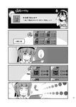  4koma adjusting_eyewear bikini_top collarbone comic commentary_request gameplay_mechanics glasses greyscale hairband hat imu_sanjo kantai_collection long_hair monochrome multiple_girls ooyodo_(kantai_collection) sailor_hat short_hair smile translated z3_max_schultz_(kantai_collection) 