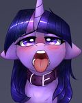  2017 absurd_res blush collar duop-qoub equine female feral friendship_is_magic hair hi_res horn long_hair looking_at_viewer mammal my_little_pony open_mouth simple_background solo tongue tongue_out twilight_sparkle_(mlp) unicorn 