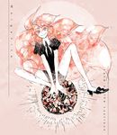  androgynous artist_name black_neckwear black_shorts character_name eri_na gem_uniform_(houseki_no_kuni) houseki_no_kuni long_hair morganite_(houseki_no_kuni) necktie pink_eyes pink_hair shirt short_sleeves shorts smile solo sparkle uniform 