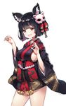  :d animal_ears ayamy azur_lane bangs bell black_hair black_kimono blush bob_cut breasts cat_ears cat_mask claw_pose commentary_request contrapposto cowboy_shot eyebrows_visible_through_hair fang hair_ornament hair_ribbon hands_up heart heart_in_eye highres japanese_clothes jingle_bell kimono large_breasts looking_at_viewer mask mask_on_head open_mouth red_eyes ribbon shide short_hair short_kimono sideboob sidelocks simple_background smile solo standing symbol_in_eye tareme thighs white_background wide_sleeves yamashiro_(azur_lane) 