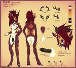  2017 anthro antlers anus balls black_nose butt cervine deer english_text erection fur girly hair hooves horn looking_at_viewer male mammal model_sheet navel nipples nude open_mouth orange_eyes orange_fur penis red_hair rengeki rennar_(rengeki) simple_background smile solo standing text tongue tongue_out white_fur 