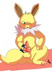  alecrc animal_genitalia balls blush canine eeveelution erection feral fur hi_res jetta_the_jolteon jolteon knot male mammal nintendo nude penis pok&eacute;mon pok&eacute;mon_(species) simple_background solo video_games 