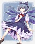  alder blue_bow blue_eyes blue_hair bow cirno closed_mouth eyebrows hair_bow highres ice ice_wings looking_at_viewer short_hair smile solo touhou wings 