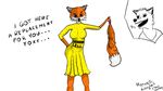  2017 anthro breasts buttplug canine clothed clothing digital_media_(artwork) english_text fantastic_mr_fox female fox fur hand_on_butt looking_at_viewer mammal mature_female mother mr._fox mrs_fox multidaxio nipples open_mouth parent sex_toy skirt text wife 