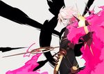  akamiso_(k074510) aqua_eyes ass back earrings eyeliner fate/extra fate/extra_ccc fate_(series) highres jewelry karna_(fate) looking_at_viewer makeup male_focus pale_skin pink_hair solo 